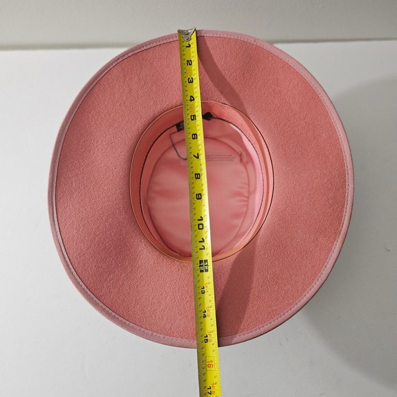 Pink Wool Wide Brim Fedora Hat Adjustable Bow Detail - Picture 9 of 11